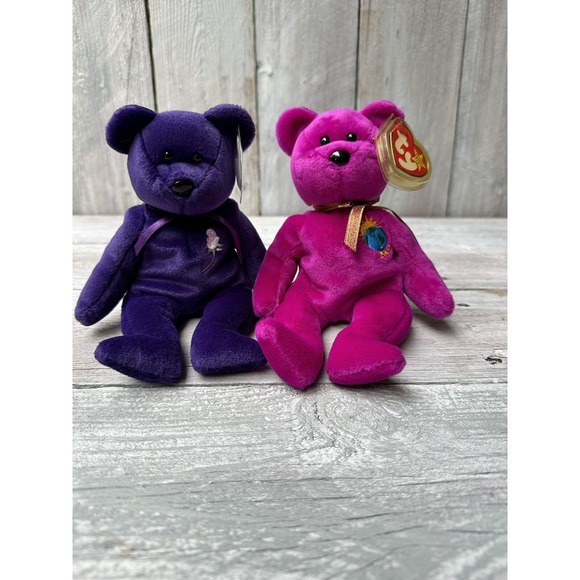 Princess‎ Diana & Millenium (Misspell On Tags) TY Beanie Baby Lot